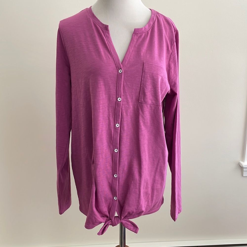 NWT St. John’s Bay button down top with Tie accent size large ST 7